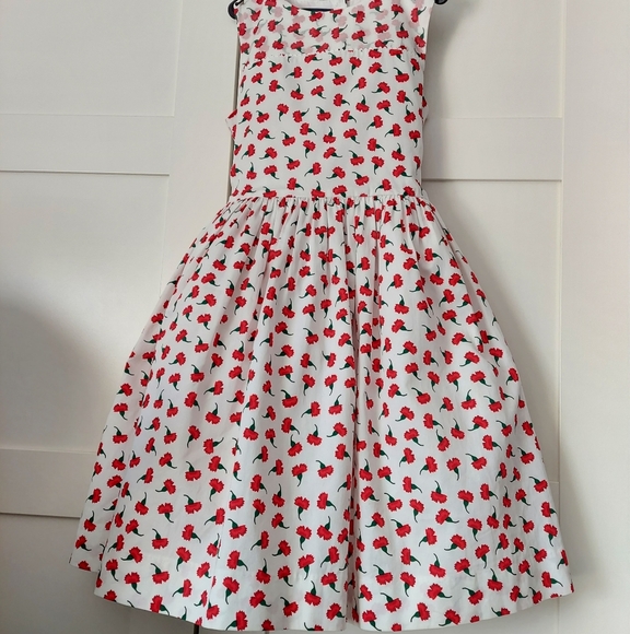 open lace back dress Rare Vintage 1960s Oscar de la Renta Red Swiss Dot Dress – Muse main image 1